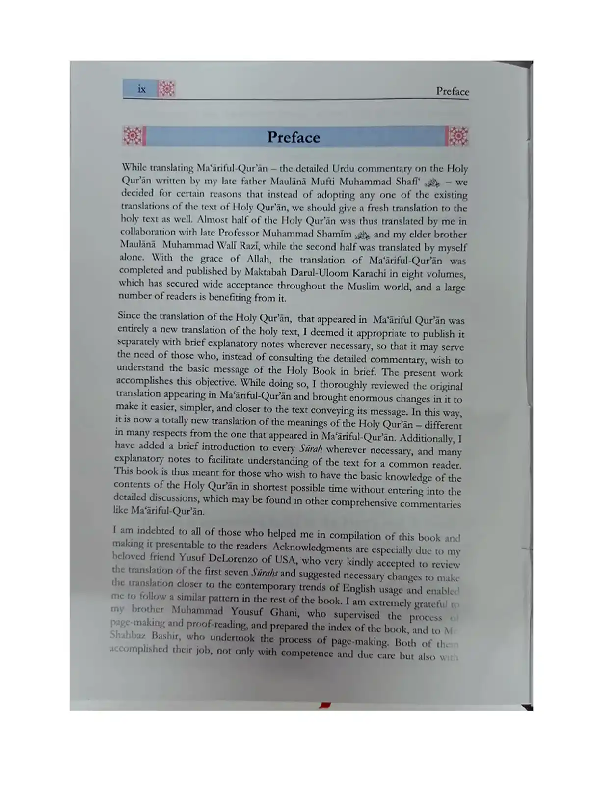 The meanings of The Noble Quran with Explanatory notes preface